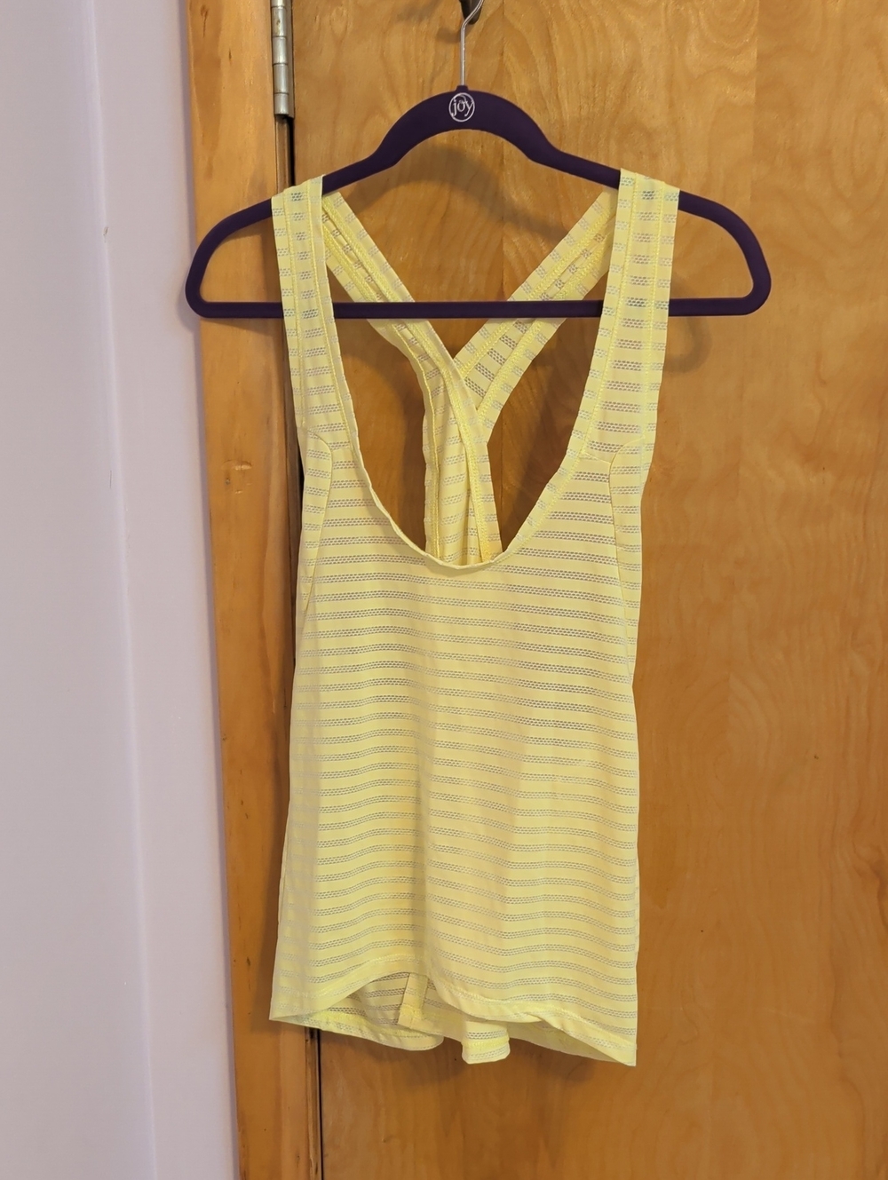 ZYIA Lemon Mesh Crossback Tank Top - Pale Yellow